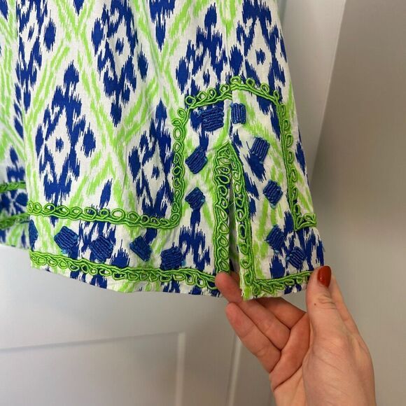 Gretchen Scott Tunic Top Dress Green with Blue Embroidery Size Large - Picture 7 of 8